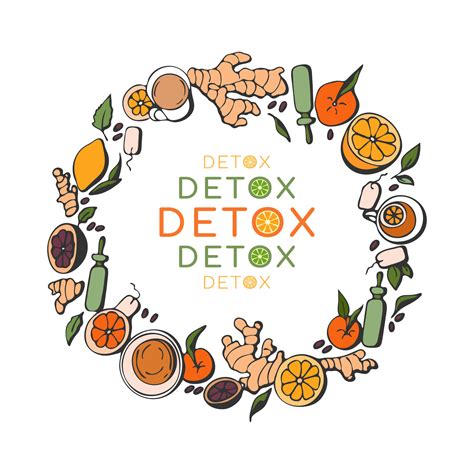 Detox natural element doodle hand drawn round. 14043389 Vector Art at