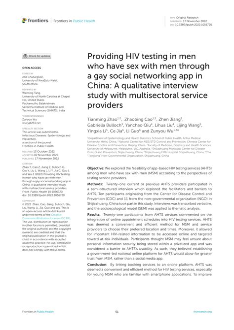 PDF Providing HIV Testing In Men Who Have Sex With Men Through A Gay