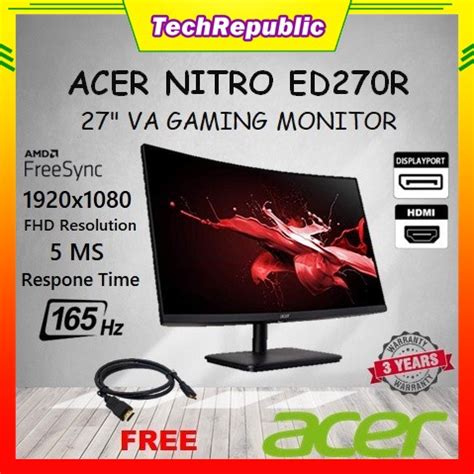 ACER NITRO ED270R Pbiipx 27 VA CURVED GAMING MONITOR 165Hz 5ms