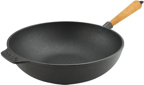 Carl Victor Poêle Wok en Fonte 30 cm avec Poignée en Bois Induction