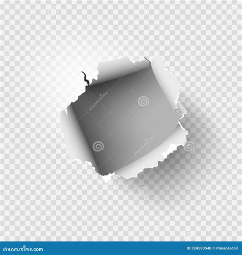 Ragged Hole Torn In Ripped Paper On Transparent Background Stock Vector