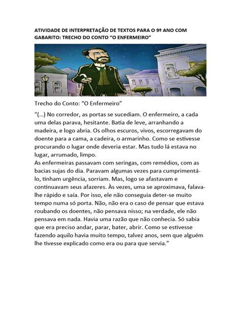 Textos Curtos Para Interpretação 9o Ano Com Gabarito Pdf - Atividade de Interpretação de Textos para o 9º Ano Com Gabarito | PDF