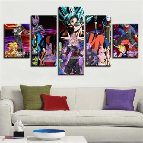 Animated Characters Dragon Ball All Of The Characters Anime 5 Panel Canvas Art Wall Decor