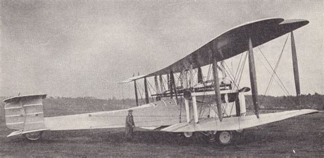 Vintage 1930s Black And White Photo Of The Big Vickers Vimy Aeroplane