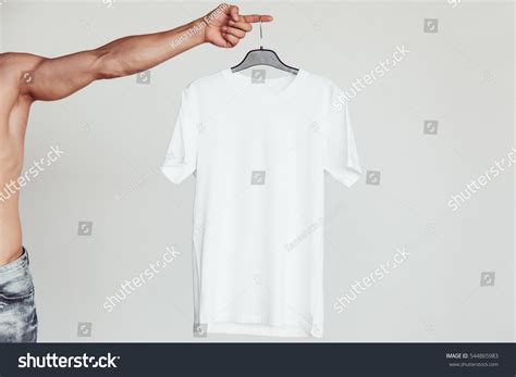 Guy Naked Torso Holding White Tshirt Stock Photo Shutterstock