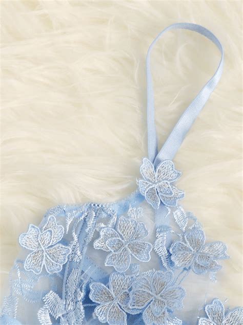 Applique Lace Underwire Lingerie Set Shein Uk