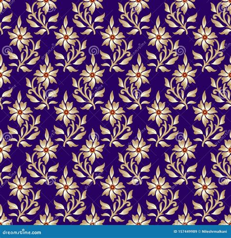 Seamless Small Traditional Indian Textile Floral Pattern Stock