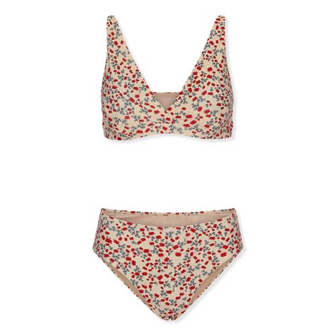 Konges Slojd Moule Mommy Bikini Poppy Dames Bikini Wit Met Rode Bloemen