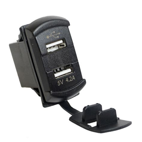 Разъем USB в авто (врезной) 12V-24V 2USB с вольтметром Зарядка двойная ...