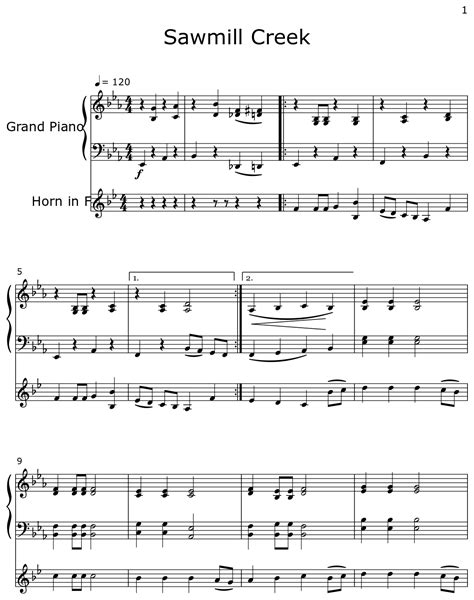 Sawmill Creek Sheet Music For Piano Horn In F