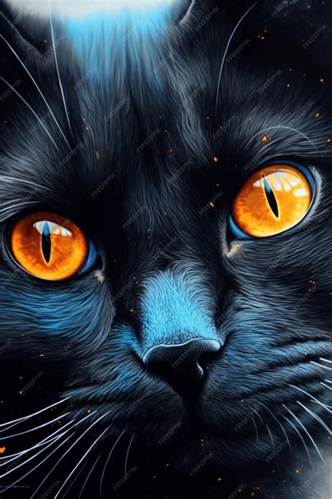 Premium AI Image | A black cat with orange eyes