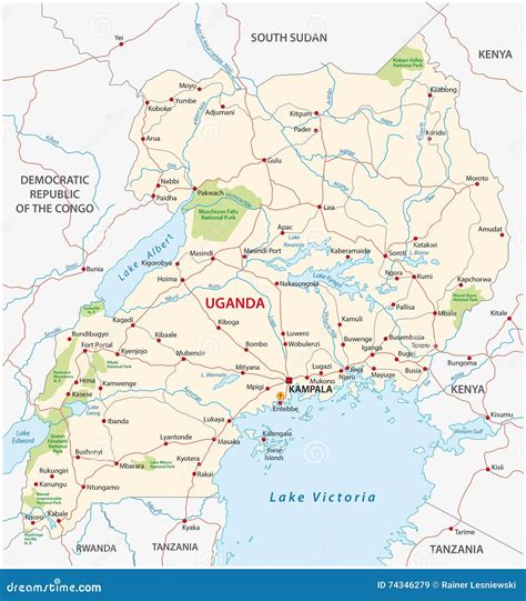 Vector Street Map of Republic of Uganda Stock Illustration