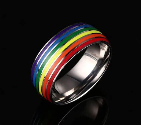 Best Selling Gay Pride Rainbow Jewelry Silver Rings 316l Stainless