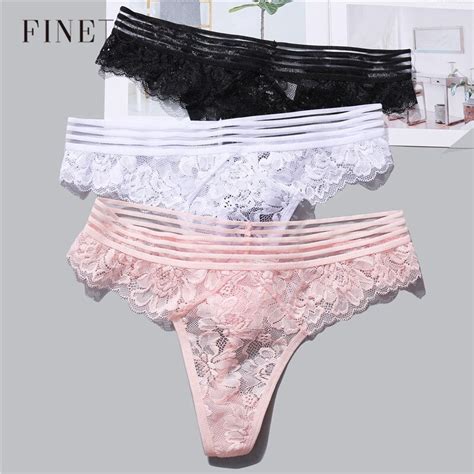 Finetoo Lace G String Sexy Panty Women Floral Panties Low Waist Bikini Underwear Female Lingerie