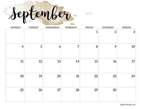 2023 Monday Start Calendar Printable Watercolor Paper Trail Design