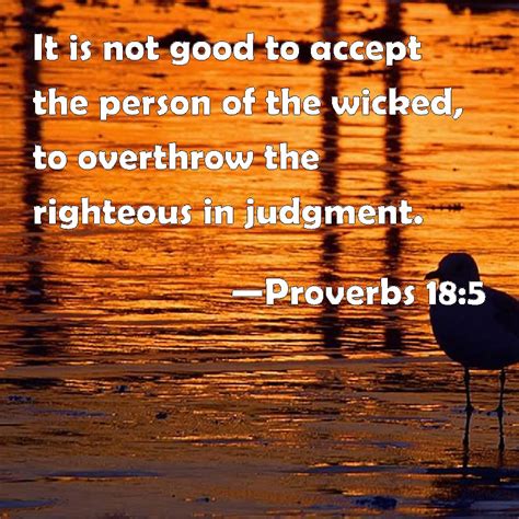 Proverbs 18:5 It is not good to accept the person of the wicked, to ...