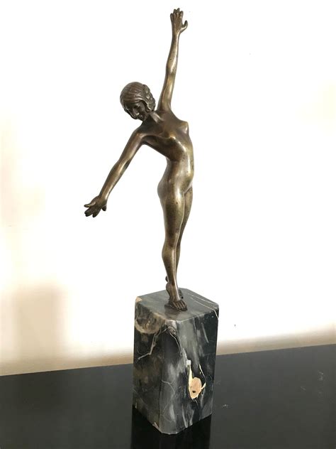 French Art Deco Bronze Nude Dancer On Marble Base Artedeco Online Antiques
