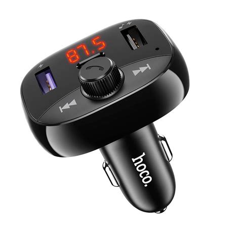 FM-модулятор с автомобильным ЗУ Hoco DE2 (PD 50W+QC3.0) цвет: черный ᐅ ...