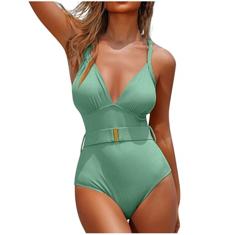 Sovlvnd 50 Off Clear Women Solid Color Sexy Backless Strap Bikini One Piece Swimsuit Light