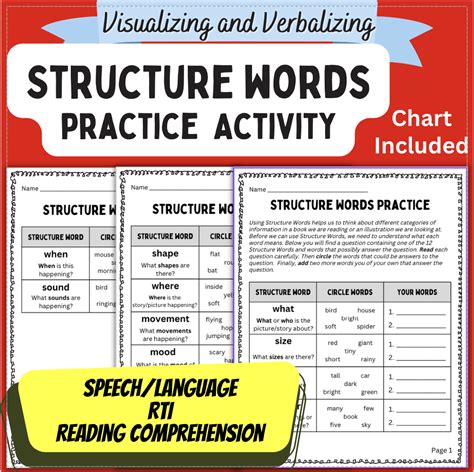 Visualize And Verbalize Structure Word Practice Activity For Reading