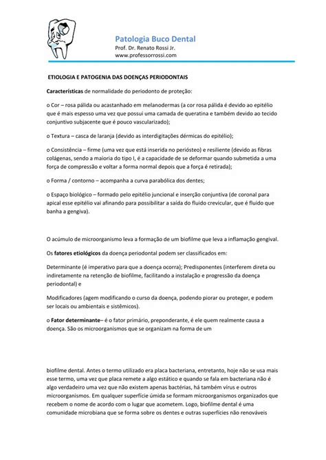 Pdf Patologia Buco Dental Professorrossi Biofilme Dental