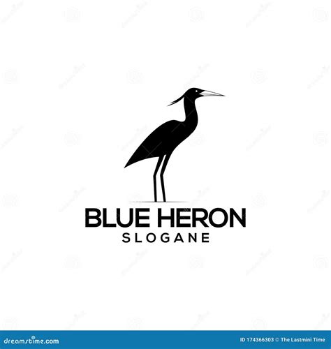 Blue Heron Bird Logo Silhouette Design Stock Vector Illustration Of