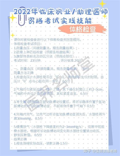 2022年临床执业及助理医师技能考试体格检查评分标准 知乎