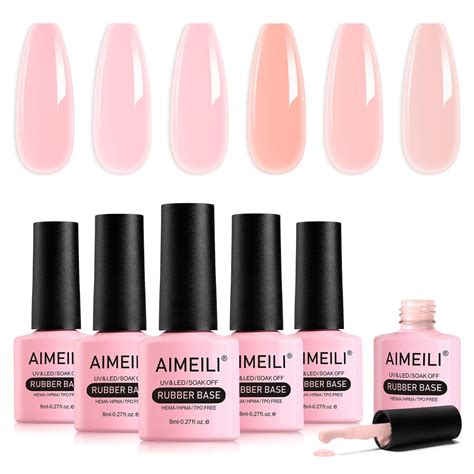 Aimeili In Rubber Base Gel Set For Nails Sheer Pink Nude Color Gel Nail Polish Uv Led Soak