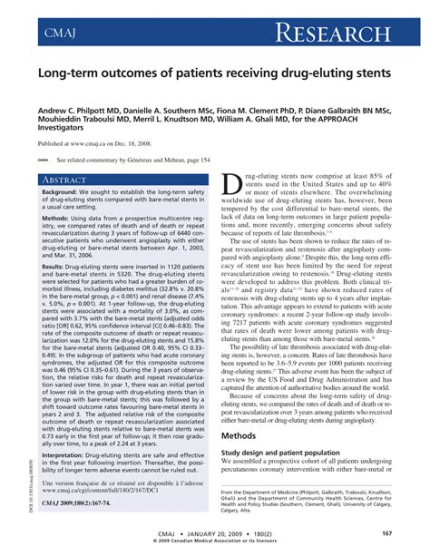 PDF Long Term Outcomes Of Patients Receiving Drug Eluting Stents