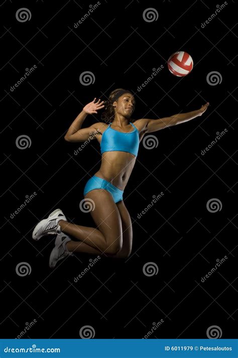 Female Volleyball Spike Stock Image Image Of African 6011979