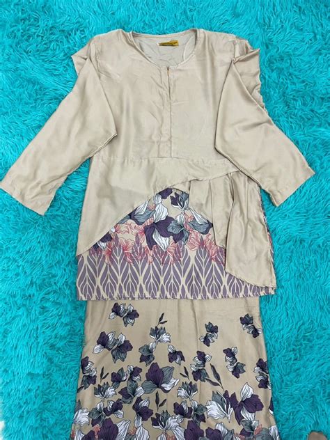 Baju Kurung Moden Nude Purple Women S Fashion Muslimah Fashion Baju Kurung Sets On Carousell