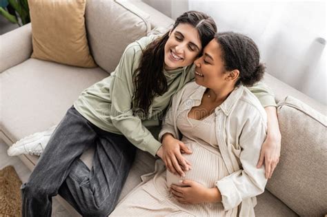 High Angle View Of Happy Lesbian Stock Photo Image Of Life Lgbt