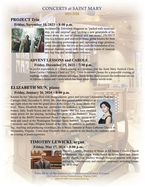 Concerts at St Mary – Saint Mary of the Immaculate Conception Roman Catholic Church