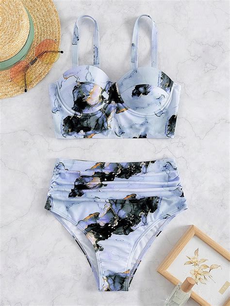 Tc Shein Marmurkowy Komplet Bikini L Oficjalne Archiwum Allegro