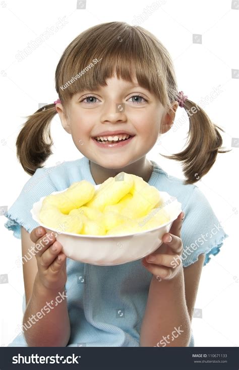 Little Girl Eating Corn Nibbles Stock Photo 110671133 Shutterstock