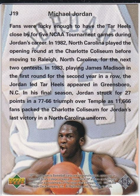 MICHAEL JORDAN Upper Deck SP Top Prospects PHI BETA Basketball Card UNC