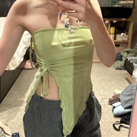 Green Boob Tube Tie Up At The Side Size X Depop
