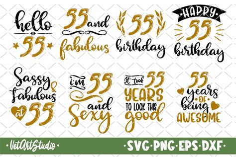 55 Birthday Bundle Svg Hello Fifty Five