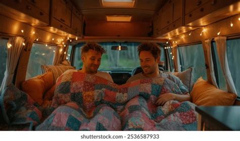 Two Gay Men Underneath Patchwork Quild AI Generated Image 2536589023 Shutterstock