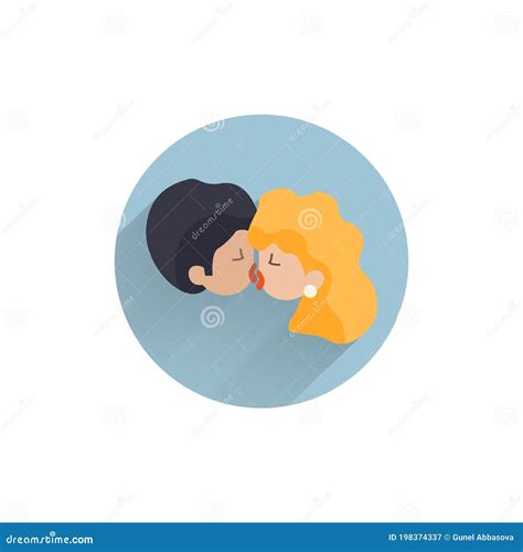 Kiss Flat Icon Couple In Love Kisses Tool Flat Icon Stock Vector