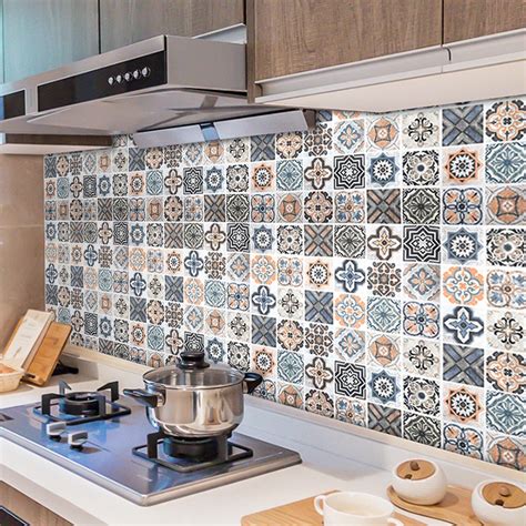 Azulejo 3d Para Cozinha - Papel De Parede Adesivo 3D Azulejo Português 1mx61cm Para Cozinha ...