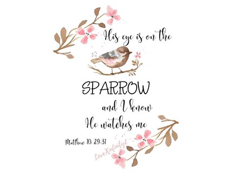 His Eye Is On The Sparrow Hymn Printable Matthew 1029 31 Etsy