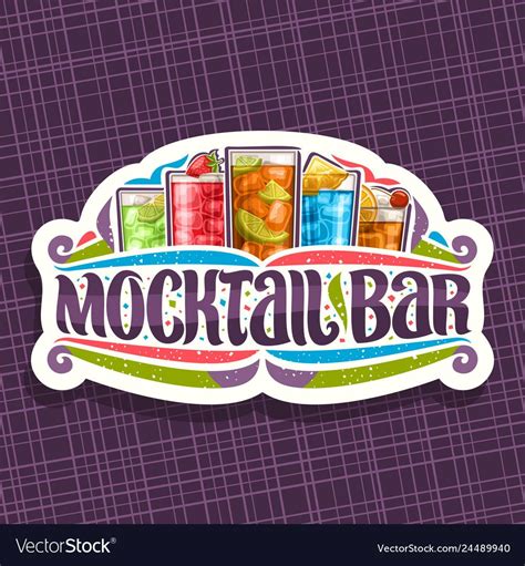 Vector Logo For Mocktail Bar White Sign Board With 5 Non Alcoholic