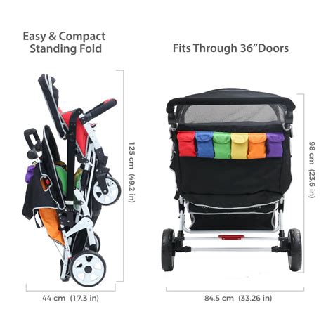 6 Seat Stroller With Infant Seat And Double Canopy H6e