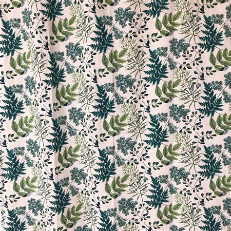 Modern Vintage Green Leaf Pattern Washed Linen Cotton Curtain Etsy