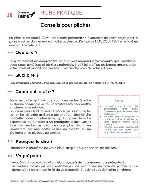 Fiche Pratique U Conseils Pour Pitcher Que Dire Quoi Dire Ppt