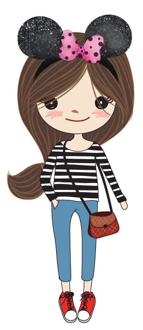 Brunette girls Девушки брюнетки PNG Minnie mouse Cute Brunette girl