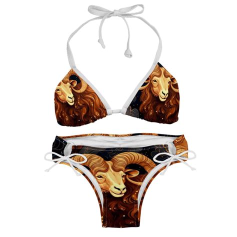 Aries Constellation Detachable Sponge Adjustable Strap Bikini Set Two Pack Swimming Suits One