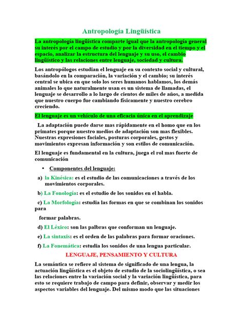 Antropología Lingüística Pdf Lingüística Antropología