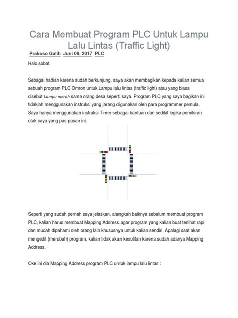 Program Plc Lampu Lalu Lintas 4 Simpang Pdf